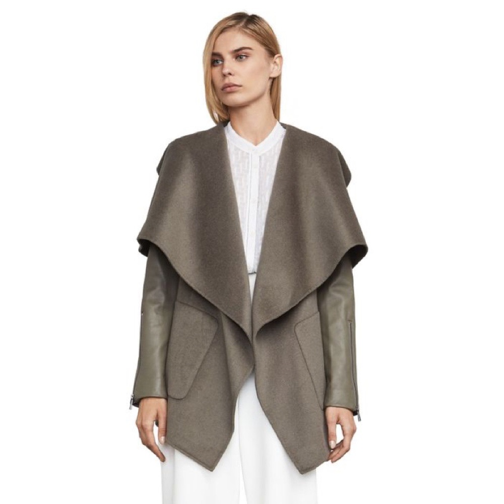 BCBG MaxAzria Drape Front Leather Jacket